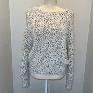 ABOUND Ivory Metallic Cozy Sparkle Crew Neck Fuzzy Eyelash Sweater Womens M